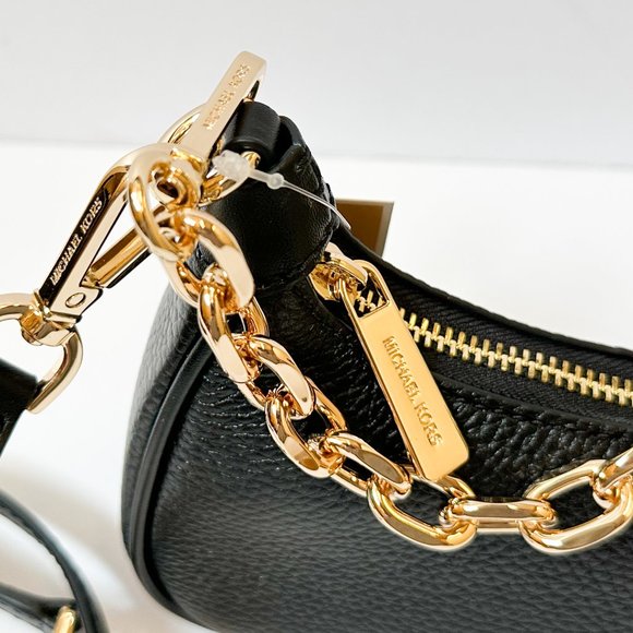 Michael Kors CORA MINI Zip Pouchette Shoulder Crossbody Leather Bag Black - Picture 14 of 14